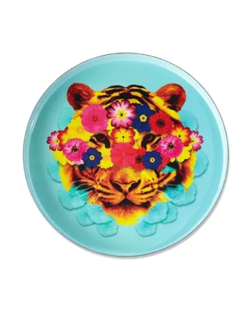 Plateau rond en métal de la marque française Gangzaï modèle Masktiger issu de la collection Curiosito