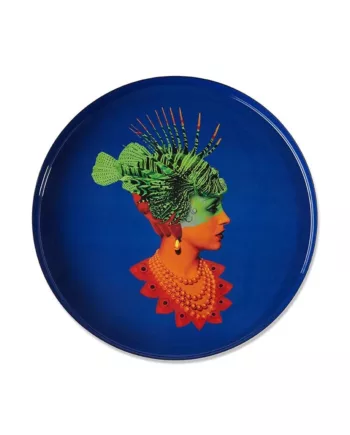 Plateau rond en métal de la marque française Gangzaï modèle Rascaqueen issu de la collection Curiosito