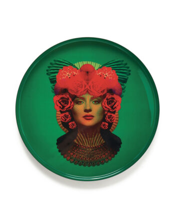 Maginifique plateau rond en métal verni à la main de la marque française Gangzaï modèle Maya issu de la collection Curiosito 2024 boutique de decoration Cercle Rouge