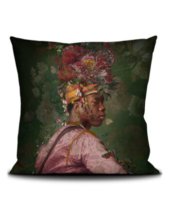 Jolie Housse de Coussin carré 50x50cm de la marque de décoration française d'inspiration baroque et italienne : Voglio Bene, modèle "Akeem" Collection 2025. Perpignan deco