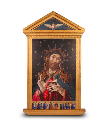 Superbe Tablette religieuse en bois avec dorure fabriquée en Italie, visuel "Jesus" format A3 issue de la collection Voglio Bene 2025