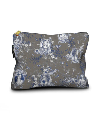Trousse make up bag Volgio Bene "Simonetta" en velours de polyester italien, inspirée du style baroque rococo et Art déco. Élégance et raffinement pour vos essentiels beauté