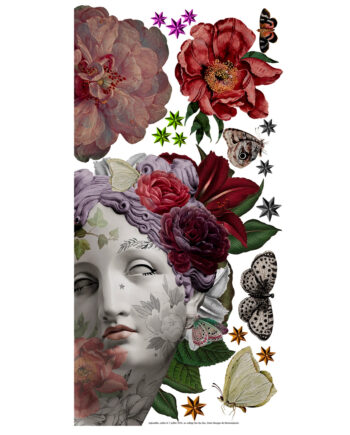 Superbe Collage style street art de la collection 2025 Voglio Bene "Aphrodite" – Papier peint lisse mat sans PVC, format 65x129cm (290gr/m²), à découper soi-même avec colle activable à l'eau. Personnalisez vos murs !