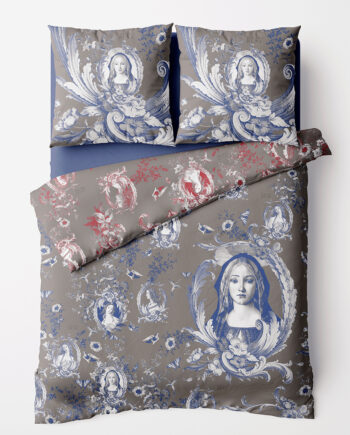 Magnifique parure de lit "Simonetta" Voglio Bene style rococo baroque – housse de couette 220×240 cm et 2 taies 65×65 cm en percale 100 % coton fabriquée en italie