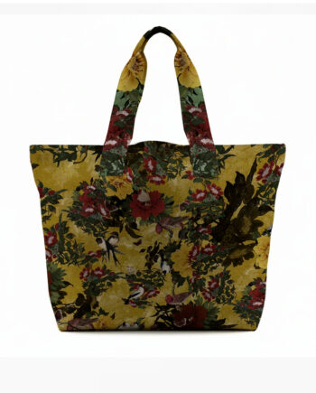 Superbe sac Cabas grand format Voglio Bene Design en motifs élégant "Les Oiseaux" Imprimé sur toile de polyester italienne - Imprimé sur toile de polyester italienne - Collection 2026