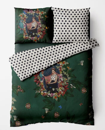 Magnifique parure de lit "La Muse" Voglio Bene style rococo baroque – housse de couette 220×240 cm et 2 taies 65×65 cm en percale 100 % coton fabriquée en italie